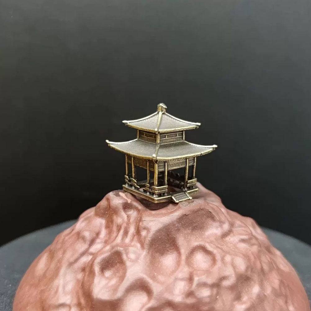 Bonsai Garden Display - Vintage Brass Pavilion Ornament Miniature Chinese