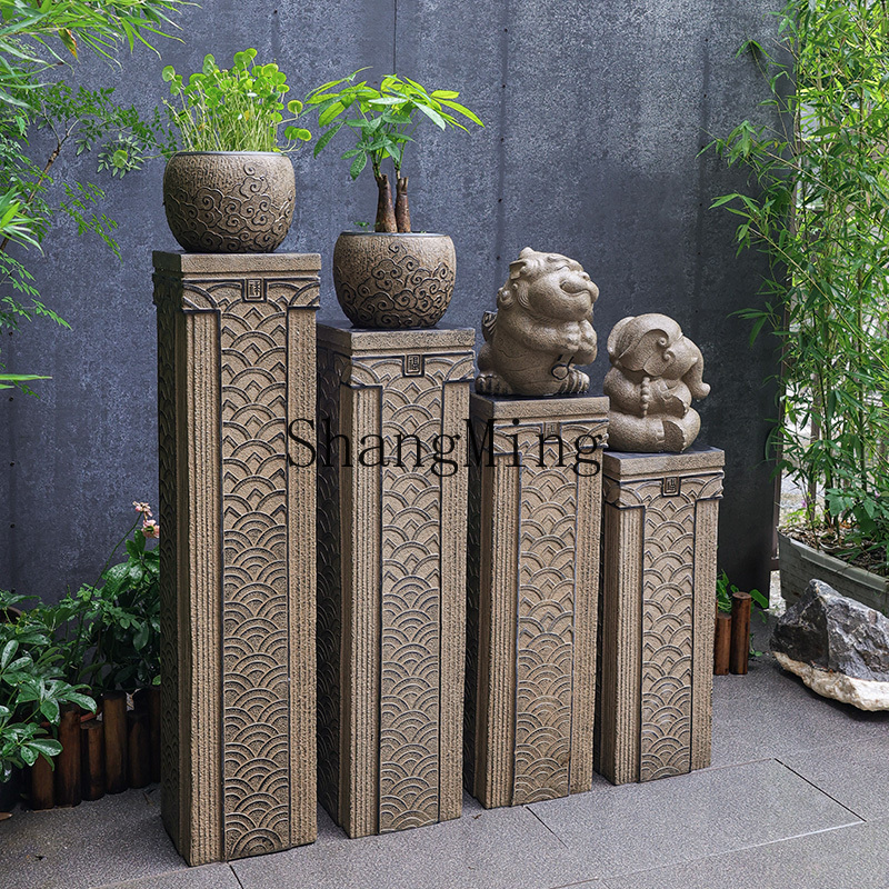 Bonsai Garden Display Stands - HJ Chinese imitation stone column base