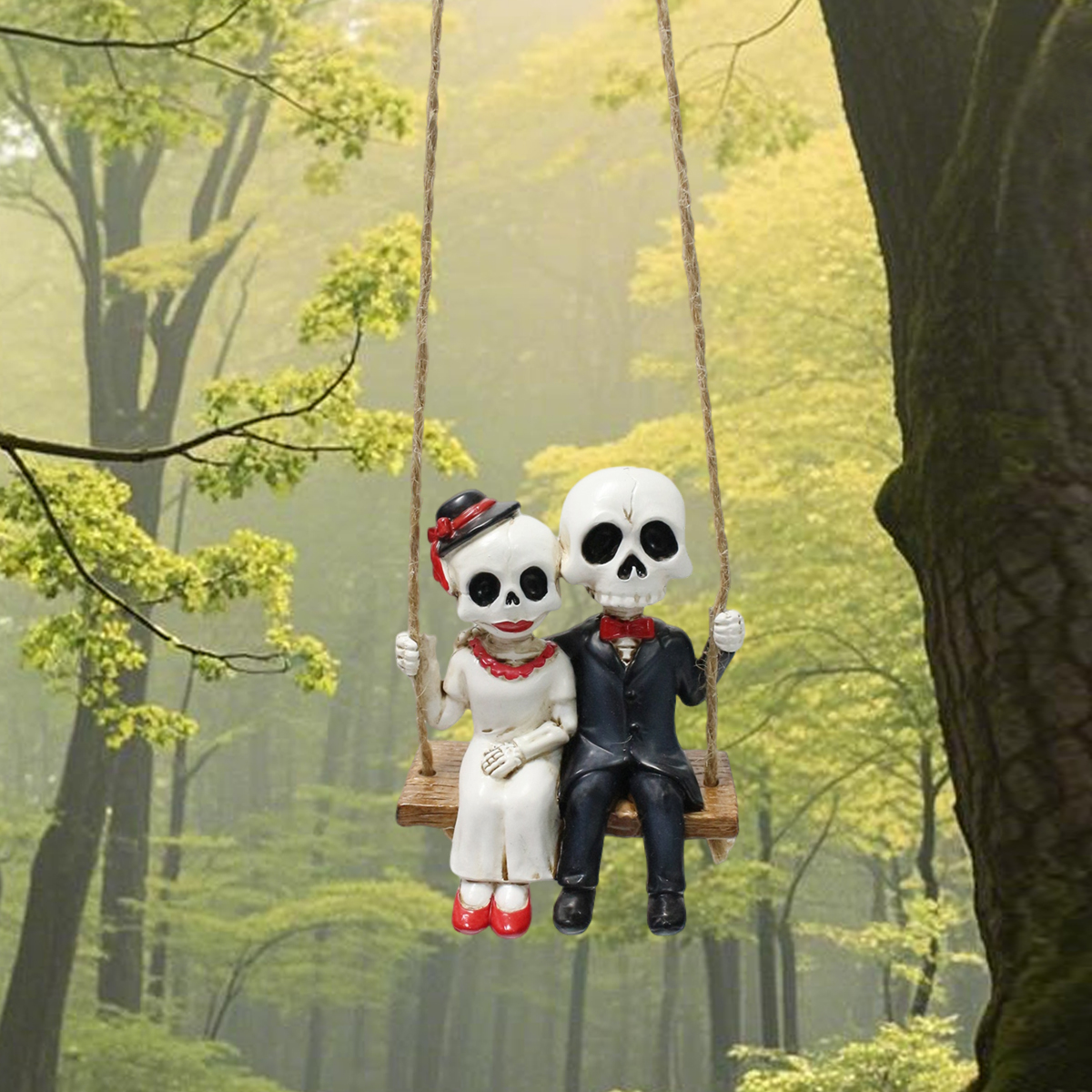 Resin Skeleton Couple Swing St - Bonsai Garden Festival reseña y precio