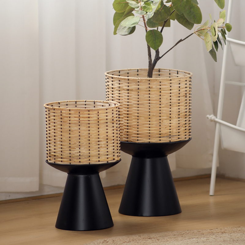 Rattan Weave Flower Pot Modern - Bonsai Garden Display Stands reseña y precio