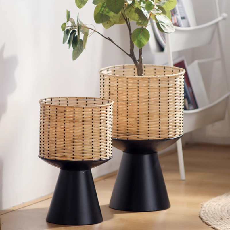Rattan Weave Flower Pot Modern - Bonsai Garden Display Stands reseña y precio