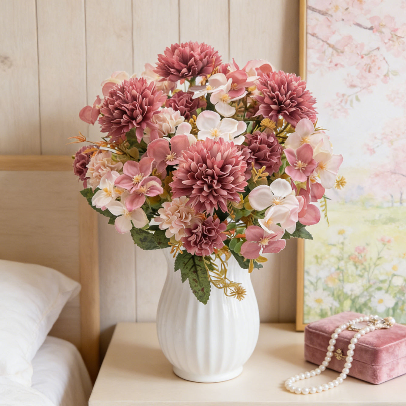 Artificial Flower Silk Hydrang - Bonsai Garden Festival reseña y precio