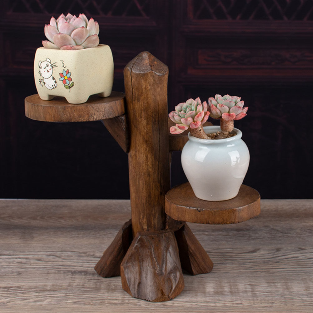 1Pcs Wood Plants Rack Rustic M - Bonsai Garden Display Stands reseña y precio